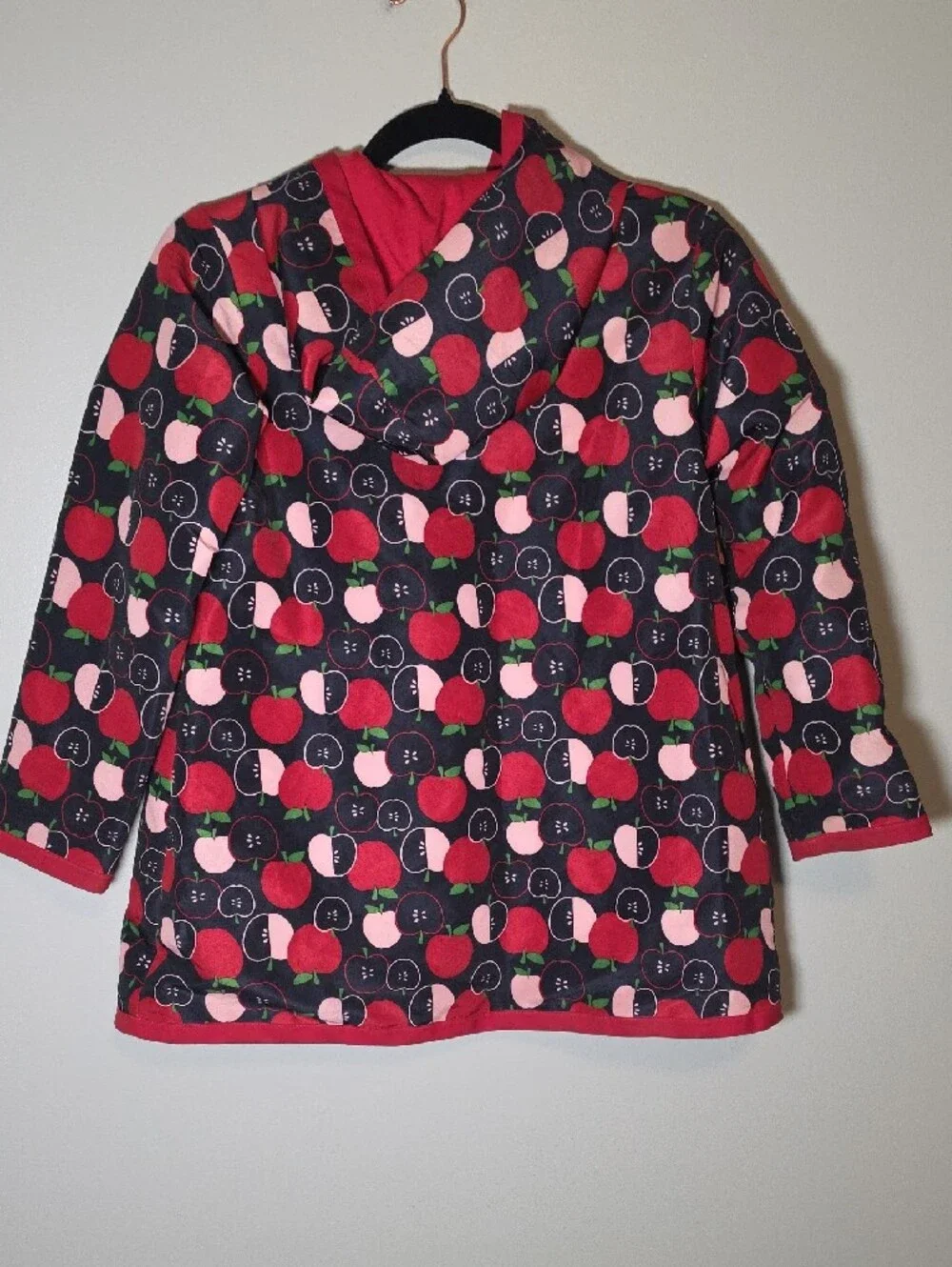 Gymboree Hooded Apple-Print Water Resistant Jacket - Red, Pink & Navy